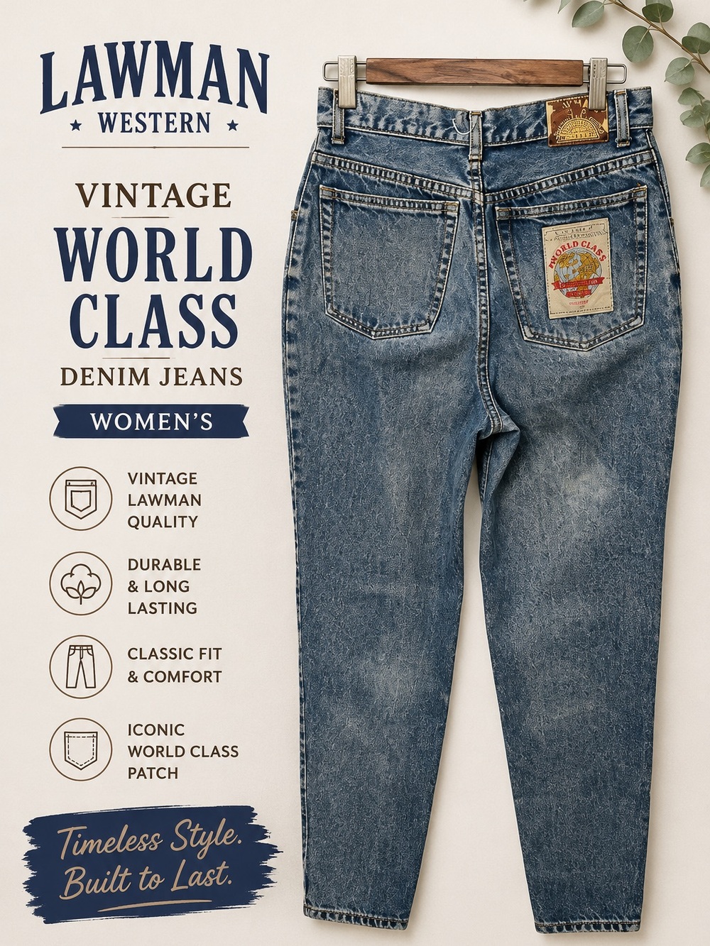 Lawman Vintage Jean Women’s Size 11 High Rise Tapered Mom Blue Denim Western USA